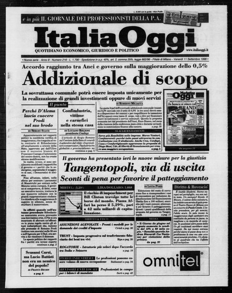 Italia oggi : quotidiano di economia finanza e politica